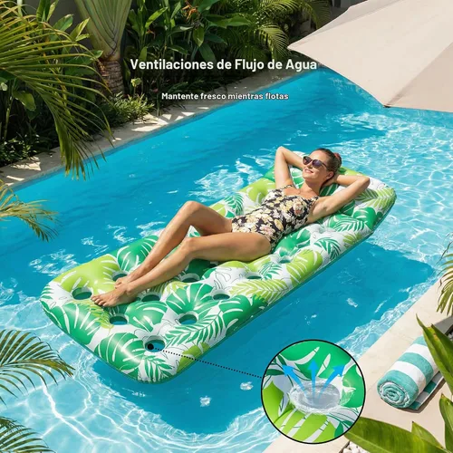 Vista 2 de FindUWill Inflatable Pool Float Lounger, 2 Pack Pool Floaties Rafts for Adults, Floating Lounger with Headrest