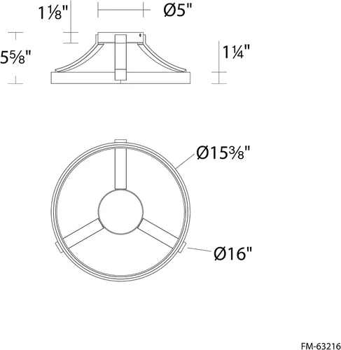 Vista 2 de WAC Lighting dweLED, Chaucer 16in LED Semi-Flush Mount 3000K en negro