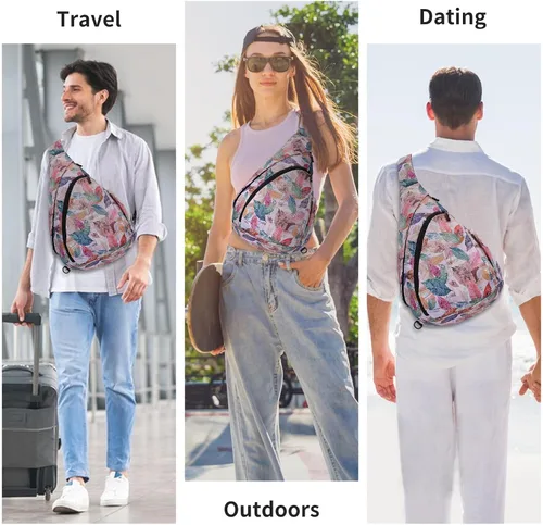 Vista 6 de HUA ANGEL Bolso bandolera, bolso cruzado de moda para el pecho, mochila de viaje, senderismo, gimnasio, mochila casual