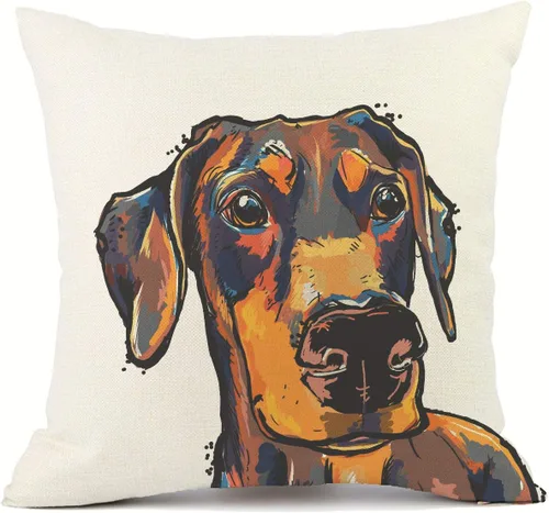 Vista 22 de Funda de almohada de lino de pastor alemán, diseño artístico abstracto colorido, funda de almohada de lino de 18 x 18 pulgadas para amantes