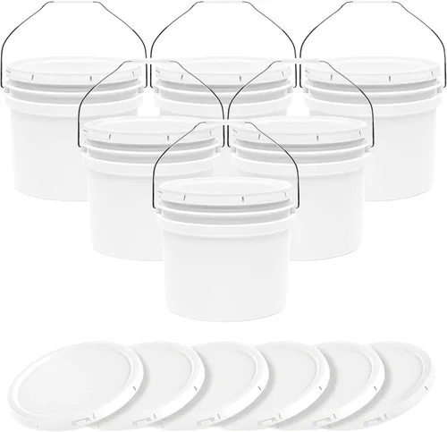 Vista 15 de EconoHome Cubo de plástico redondo de grado alimentario de 1 galón - Recipientes de almacenamiento de alimentos tipo deli con tapas ideales