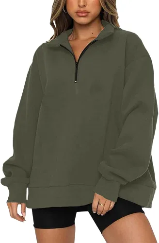 Vista 2 de Muchpow Womens Casual Sweatshirts 14 Zipper Long Sleeve Fall Top Oversized Pullover Tunics Teen Girls Fall Y2K Clothes