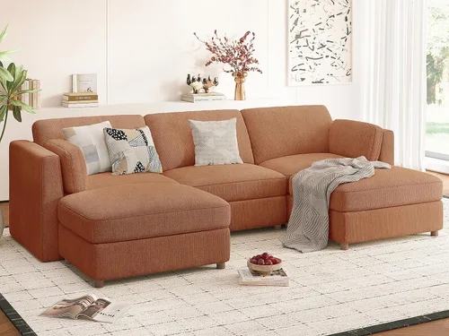 Vista 13 de CUGOAO Sofá biplaza extragrande de 83.5 pulgadas, sofás para sala de estar, sofá nube de felpilla de asiento profundo, sofá modular seccional, funda