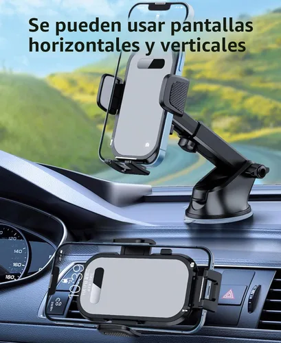 Vista 2 de Soporte de teléfono para automóvil, soporte de teléfono para parabrisas de automóvil, ventilación de aire, universal, manos libres, soporte