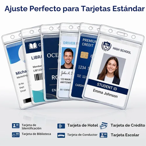 Vista 6 de Paquete de 6 soportes para insignias, soporte de plástico para tarjetas de identificación, transparente, impermeable, con cremallera resellable