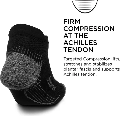 Vista 2 de Feetures Calcetín de alivio de la fascitis plantar, cojín ligero, con pestaña invisible, calcetín de compresión específico para mujeres y hombres