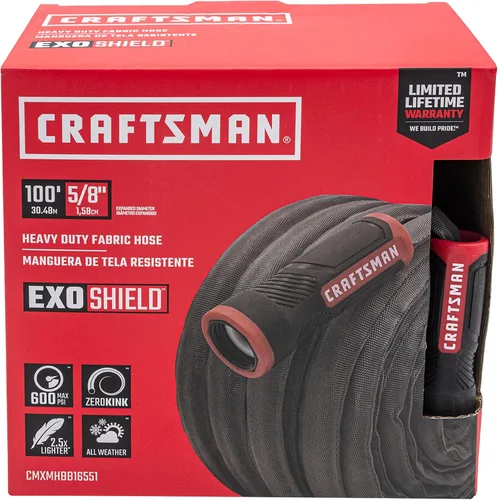 Vista 11 de CRAFTSMAN ExoShield Manguera de tela resistente – Manguera de jardín ligera de grado industrial, 50 pies x 5/8 pulgadas