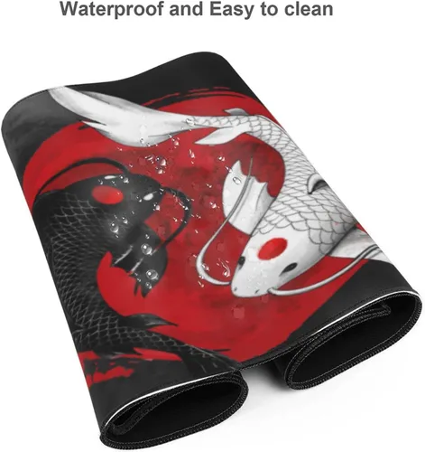Vista 7 de Alfombrilla de mouse japonesa Koi XL extendida, alfombrilla de mouse para computadora Yin And Yang Koi - Alfombrilla de ratón grande