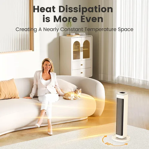 Vista 7 de Calentadores de espacio de 25 pulgadas para uso en interiores, habitaciones grandes, calentadores eléctricos para uso en interiores con termostato