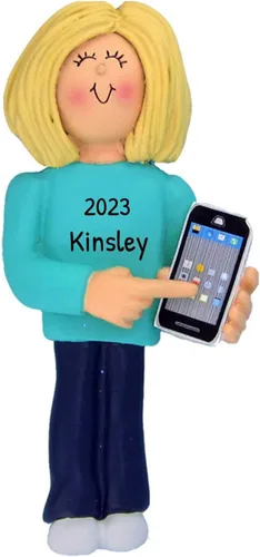 Vista 4 de Adorno personalizado para teléfono inteligente 2024 – Adornos de Navidad afroamericanos, regalos únicos, adornos de teléfono celular para árbol