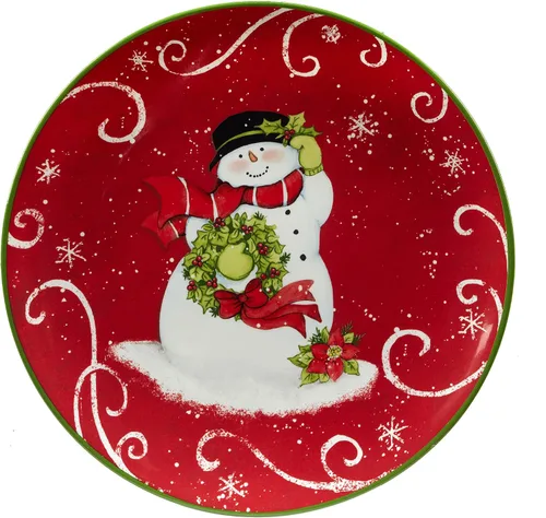 Vista 3 de Certified International Holiday Magic Snowman - Juego de 4 platos de postre/ensalada de 9 pulgadas