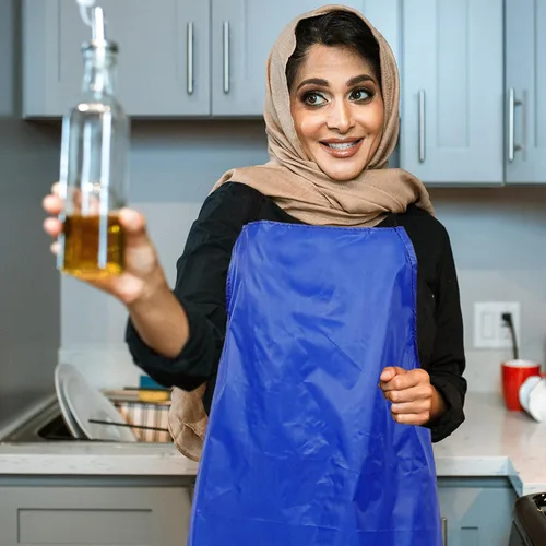 Vista 6 de DOITOOL Waterproof Dishwashing Apron with Sleeve Large Blue Oil-resistant Kitchen Cleaning Apron for Home and Professional Use
