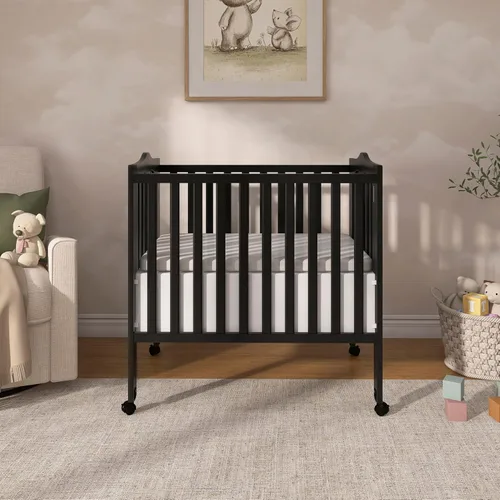 Vista 2 de Cuna lateral portátil plegable ligera 2 en 1, de Dream on Me, Cuna, Negro