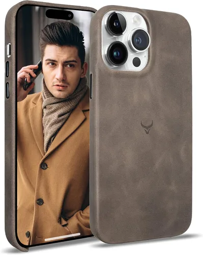Vista 22 de Funda de piel auténtica, funda de piel antiarañazos de grano completo encerada con aceite, compatible con iPhone 12 Pro Max, a prueba de golpes