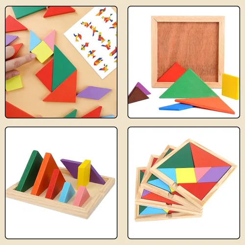 Vista 6 de 3 Otters Tangram Puzzle, de madera, 4PCS