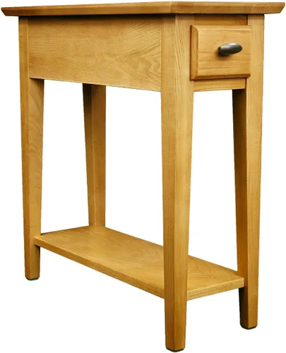 Vista 9 de Leick Home 9018-BR - Mesa auxiliar de patas de cabriole francés con un cajón, con estante, color marrón cereza