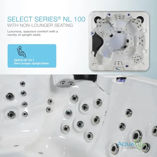 Vista 17 de Bañera de Hidromasaje AquaLife Serie Select® de 7 Personas con 100 Chorros de Acrílico, sin Asiento, con Ozonizador y Escalones