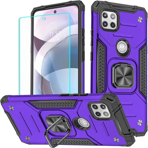 Vista 8 de Funda para Motorola One 5G ACE con protector de pantalla: grado militar giratorio de 360° con función atril a prueba de golpes para Motorola One 5G