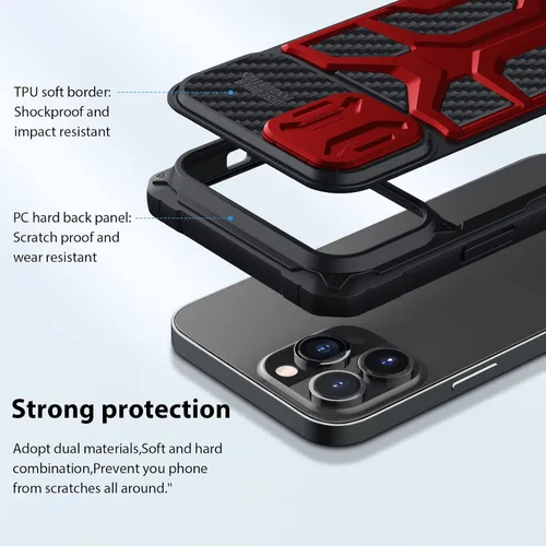 Vista 7 de Nillkin Funda diseñada para iPhone 13 Pro Max con funda para cámara, funda de grado militar con protección deslizante para lente de cámara, funda a
