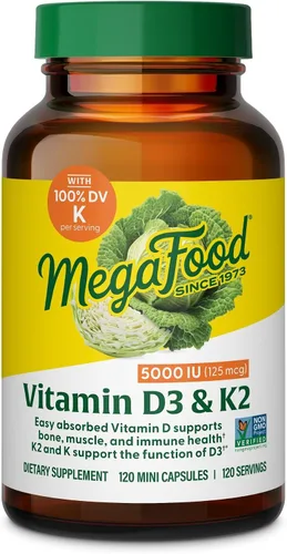 Vista 9 de MegaFood Vitamina D3 5000 UI (125 mcg) – Suplementos vegetarianos con vitamina D3 K2 – Apoya los huesos, dientes, músculos y salud inmunológica