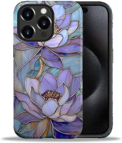 Vista 134 de ZHEGAILIAN Funda para iPhone 11, carcasa dura a prueba de golpes + silicona suave 2 en 1 híbrida, parachoques a prueba de caídas - Vidrio manchado