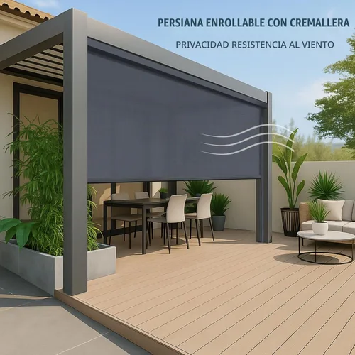 Vista 2 de ZSHINE Persianas enrollables motorizadas para patio al aire libre
