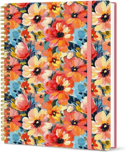 Vista 25 de Taja Diario Grande con Líneas en Espiral para Mujeres, Cuadernos de 8.5" x 11" para Trabajo con Rayado Universitario, Cuadernos A4 Estéticos Bonitos