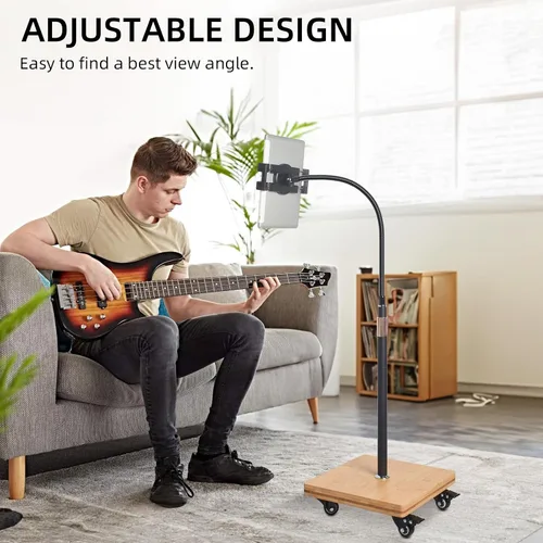 Vista 5 de wishacc Soporte de Piso para Tableta para Cama - Soporte de Tableta con Cuello de Cisne con Altura Ajustable y 4 Ruedas, Compatible con iPad mini