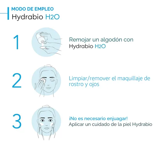 Vista 3 de Bioderma - Agua micelar Hydrabio H2O - Limpiador facial y desmaquillante - Agua limpiadora micelar para pieles sensibles deshidratadas