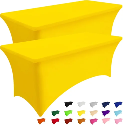 Vista 19 de Smiry Paquete de 2 Manteles de Spandex de 6 Pies, Manteles Elásticos Ajustables Extensibles, Lavables y Sin Arrugas, Cubierta Rectangular para Mesa