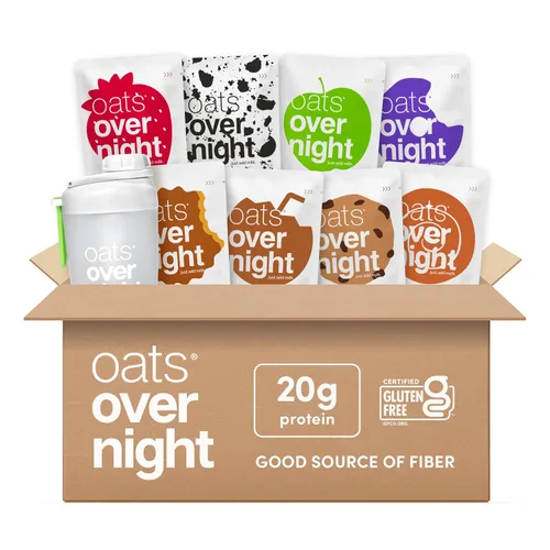 Vista 9 de Oats Overnight Paquete de variedad para fiesta - Batido proteico de desayuno alto en proteínas y fibra - Harina de avena sin gluten, avena sin OGM