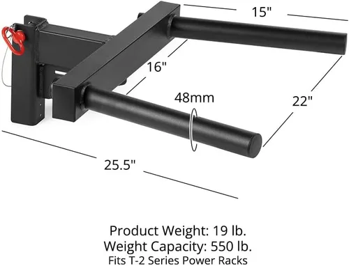Vista 2 de Titan Fitness Barra de inmersión en Y para bastidores de potencia de la serie T-2, accesorio de inmersión montado en rack, capacidad de 550 libras