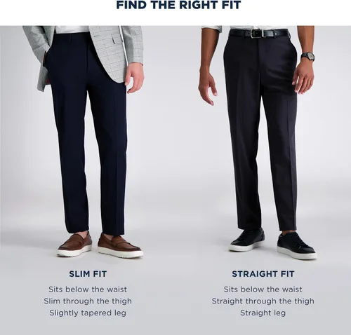 Vista 7 de J.M. Haggar - Pantalón de vestir para hombre, elástico en 4 direcciones, corte recto, parte delantera plana Negro