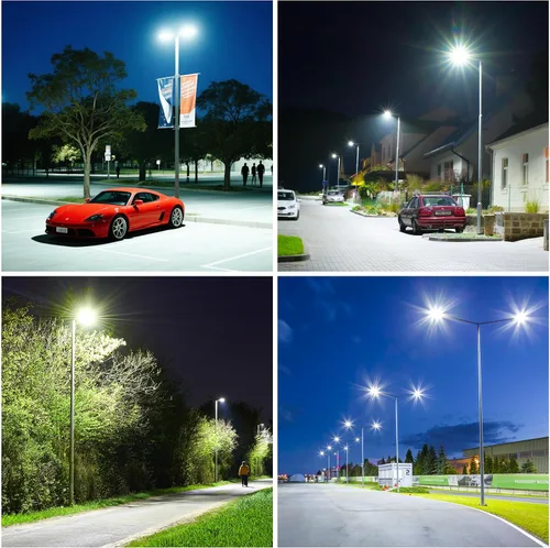 Vista 8 de BBESTLED 400W/320W/240W luces LED para estacionamiento con brazo y montaje deslizante, iluminación exterior del atardecer al amanecer, luz