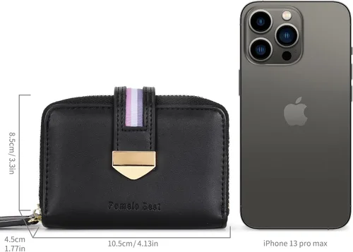 Vista 6 de Cartera de tarjetas para mujer con protección RFID de hasta 24 ranuras para tarjetas Negro Cartera RFID