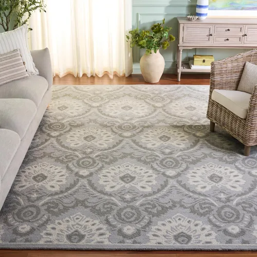 Vista 34 de SAFAVIEH Blossom Collection - Alfombra decorativa, 2 x 3 pies, azul y marfil, lana hecha a mano, ideal para zonas de alto tráfico en entrada, sala