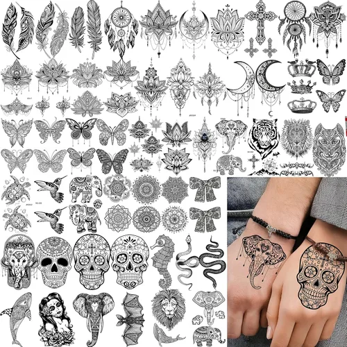Vista 5 de VANTATY - Tatuajes temporales, diseño de flor 011