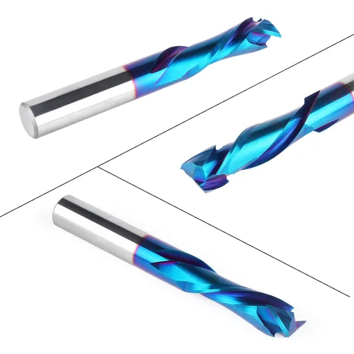Vista 7 de EANOSIC Brocas de fresadora en espiral de compresión ascendente y descendente de 1/2 pulgada de diámetro de corte con revestimiento nano azul