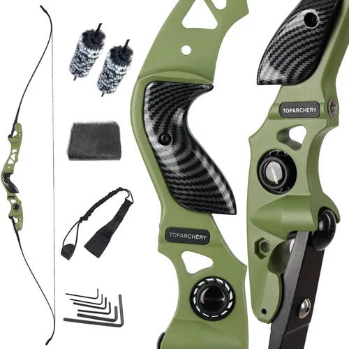 Vista 9 de TOPARCHERY 62" Arco Hunter Recurvo Negro, Arco Recurvo Desmontable de Absorción de Choque ILF para Caza, Arco Largo para Tiro al Blanco al Aire