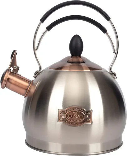 Vista 7 de Tetera Silbante de Acero Inoxidable, Tetera para Estufa de Inducción, Olla para Té de Ebullición Rápida para Calentar Agua 2.6 Cuartos