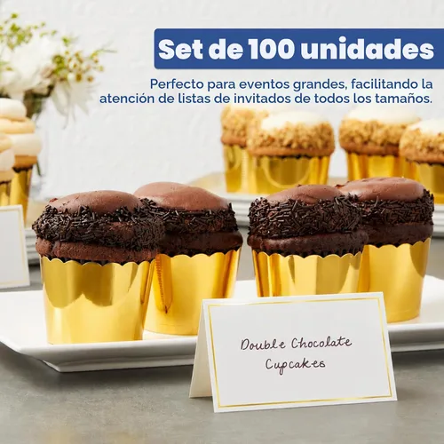 Vista 3 de BEST PAPER GREETINGS Paquete de 100 tarjetas de lugar de papel con borde Borde dorado