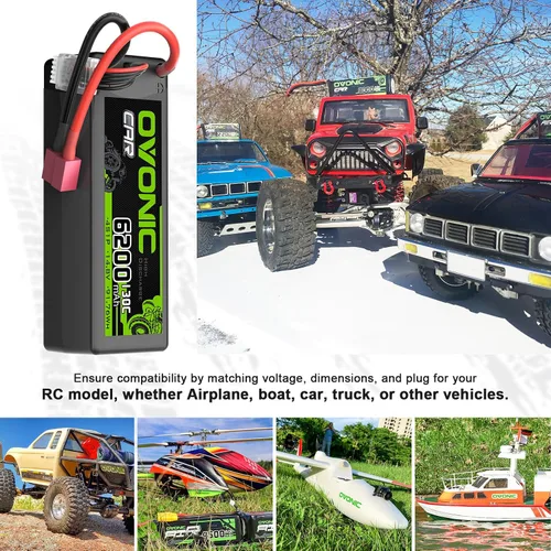 Vista 5 de OVONIC 4S LiPo Batería 6200mAh 14.8V 130C RC Batería con Dean-Estilo T Conector