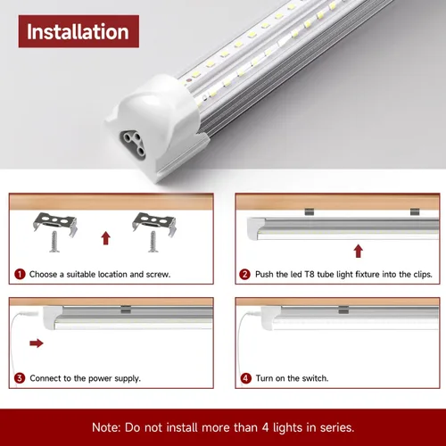 Vista 5 de Lámpara LED de tienda de 3 pies, tubo T8 en forma de V, 30 W, 4680 lm, 6000 K, lámpara LED enlazable para tienda, tubo de luz de 3 pies, eléctrica