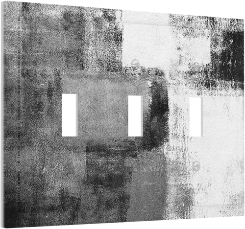 Vista 32 de Placa de Interruptor de Luz de Palanca Única Abstracta en Negro, Blanco y Gris, Cubierta de Tomacorriente, Placa de Pared Decorativa de Un