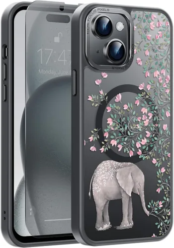 Vista 80 de Goodon para iPhone 15 Pro Max con protector de pantalla de privacidad, compatible con Magsafe, funda translúcida mate a prueba de golpes - Linda