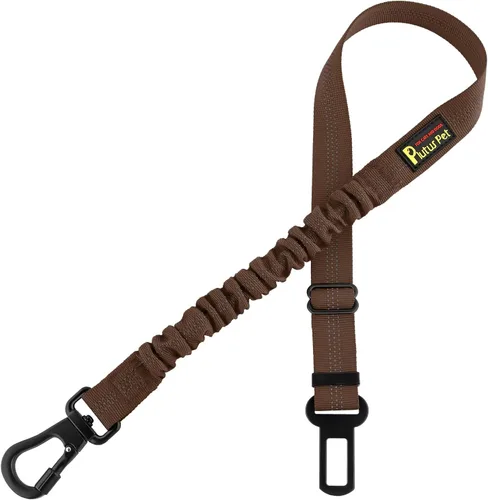 Vista 15 de Plutus Pet Cinturón de seguridad para perro para el coche, arnés de coche ajustable para perros con clip de mosquetón, cinturón de seguridad Beige