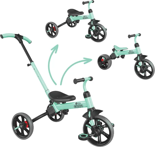 Vista 11 de Yvolution Y Velo Flippa - Triciclo convertible a bicicleta de balance 4 en 1 para pequeños de 2 a 5 años Rojo