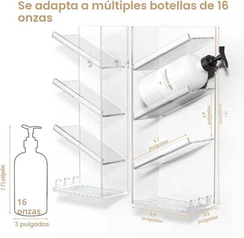 Vista 6 de AITEE Organizador de Baño Acrílico Caddy, Soporte Transparente para Champú Montado en la Pared, Organizador de Ducha con Ventosa, Sin Perforaciones