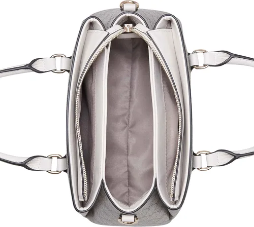 Vista 5 de NINE WEST Zenith - Bolso cruzado pequeño con triple compartimento, logotipo beigeleche, Logotipo beigeleche