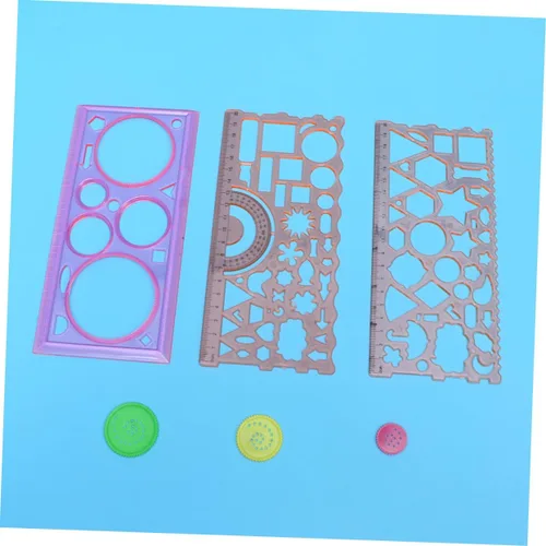 Vista 6 de 3pcs Geométrico Papelería Herramienta de Dibujo Geométrico Plantilla Regla Geométrica Regla